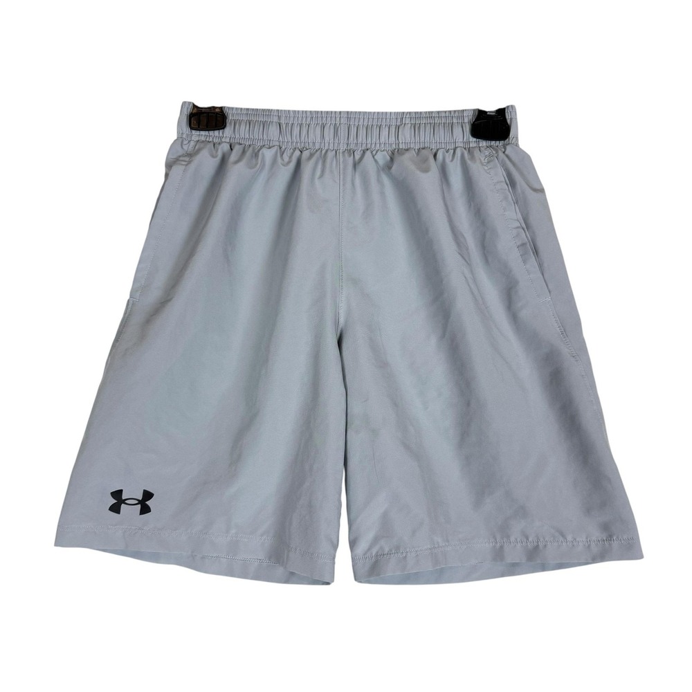 Under Armour Shorts Boys L Gray 7 Inseam Athletic Drawstring Pockets Training